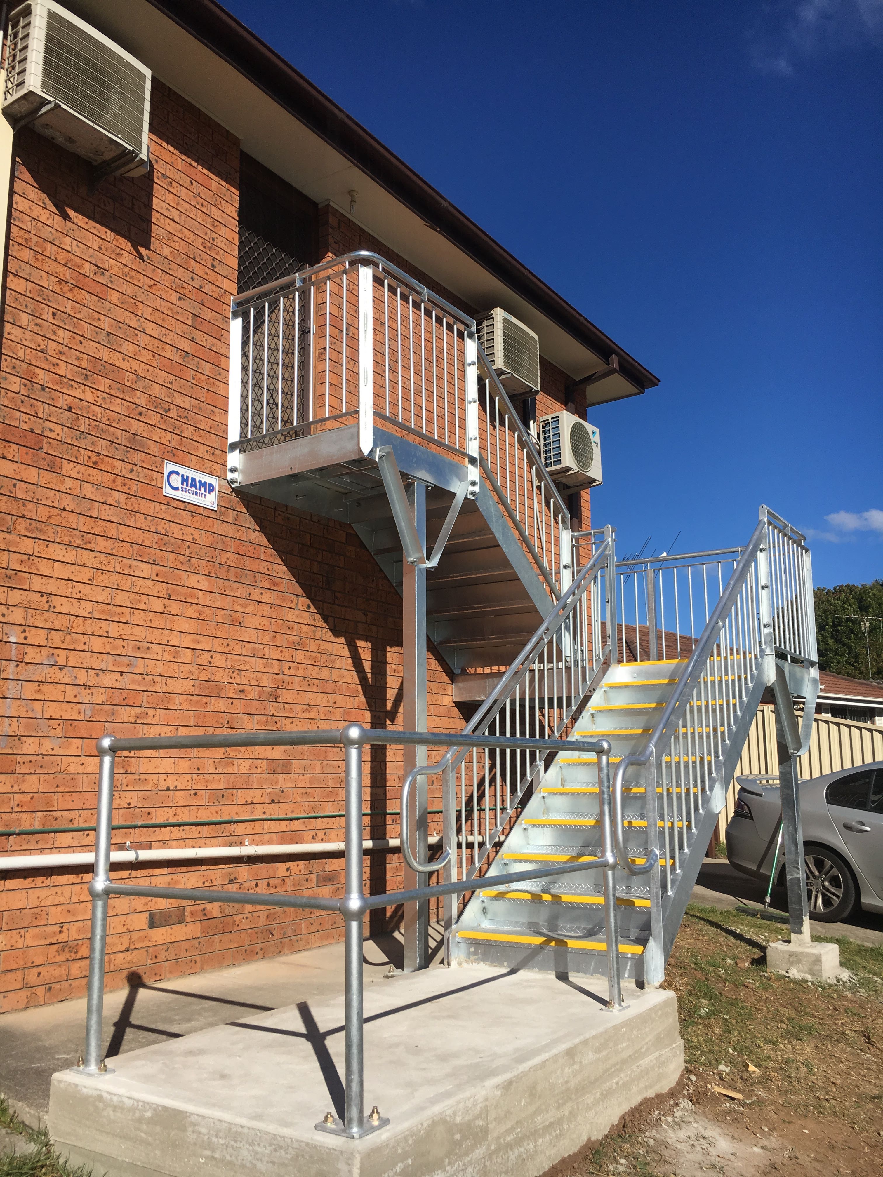 Steel Fire Escape stairs Metal Exit Staircase Fabrication and installations